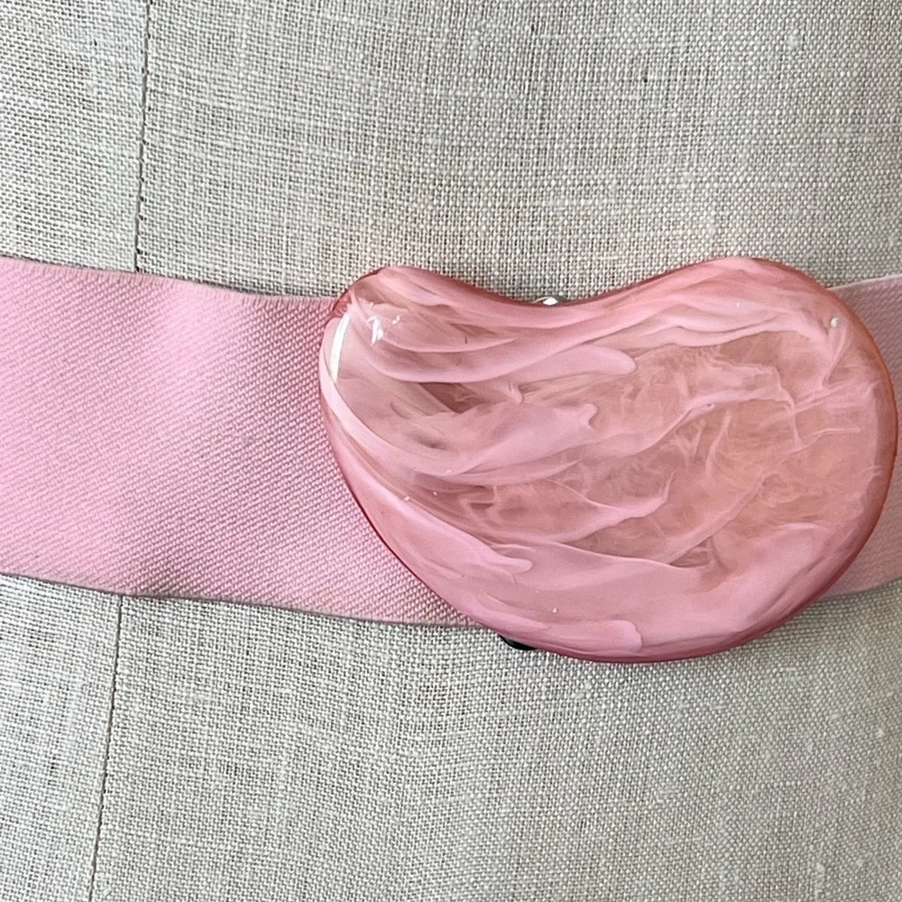 Vintage 70s 80s Pink Faux Pink Rose Quartz Stretch Belt Statement Retro